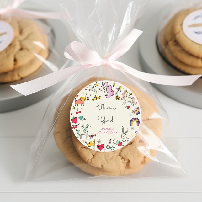 Adesivo Aniversário de criança de unicórnios de coelhos de (Criador carregado)