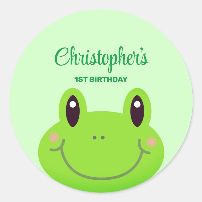 Adesivo Aniversário de criança do tema Verde do Froggy Par (Frente)