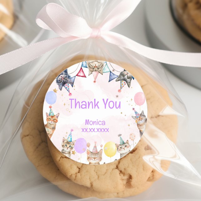 Adesivo Aniversário de criança gical em gatos de festa (Criador carregado)