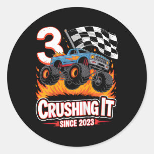 Adesivo Aniversário de criança Monster Truck 3 Anos Menino