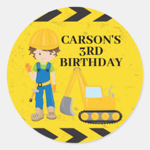 Adesivo Aniversário de criança Personalizado da Escavado