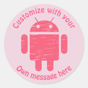 Adesivo Aniversário de criança Personalizado Robot Rosa