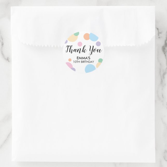 Adesivo Aniversário de criança Rainbow Confetti - Obrigado (Bolsa)