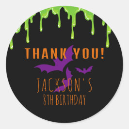 Adesivo Aniversário de criança Spooky Halloween Obrigado