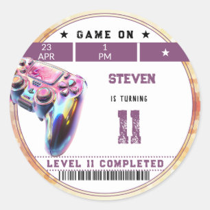 Adesivo aniversário de criança videos games