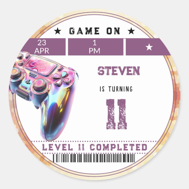 Adesivo aniversário de criança videos games (Frente)