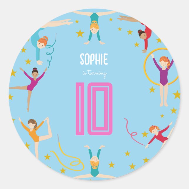 Adesivo Aniversário de desportista de acrobacias e ginásti (Frente)