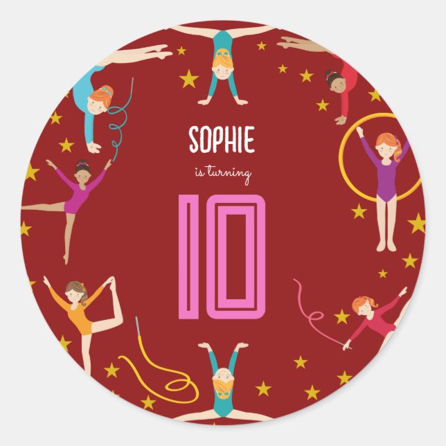 Adesivo Aniversário de desportista de acrobacias e ginásti (Frente)