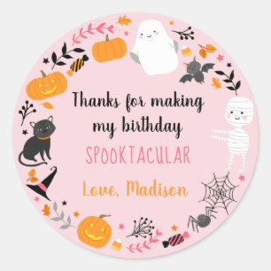 Adesivo Aniversário de Dia das Bruxas Spooktacular Obriga