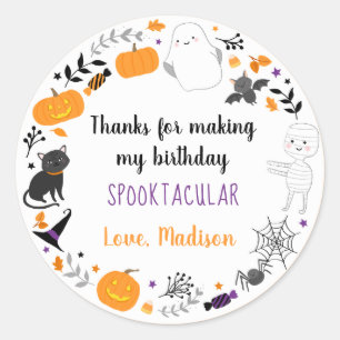 Adesivo Aniversário de Dia das Bruxas Spooktacular Obriga