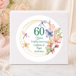 Adesivo Aniversário de Diamante de 60 anos Moldura Dourada