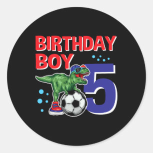 Adesivo Aniversário de Dinossauro Menino de 5 Anos Futebol