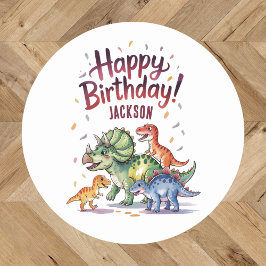 Adesivo Aniversário de Dinossauro Personalizado Fofinho