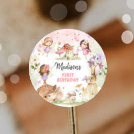 Adesivo Aniversário de Fada 1º Menina Floral Floresta Enca