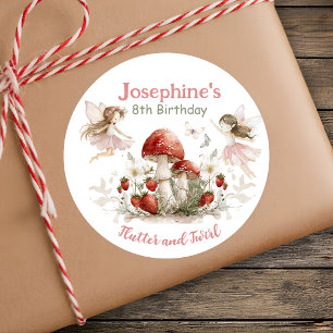 Adesivo aniversário de fada com jardim caprichoso esvoaçan