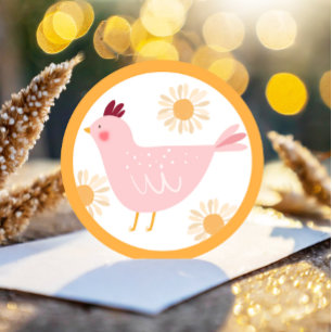 Adesivo Aniversário de frango com Páscoa de Fazenda de Pin
