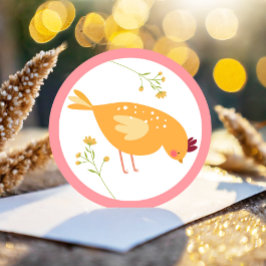 Adesivo Aniversário de frango com Páscoa de Fazenda de Pin