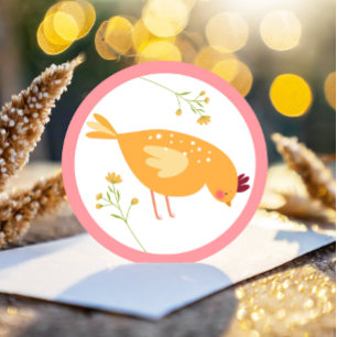 Adesivo Aniversário de frango com Páscoa de Fazenda de Pin