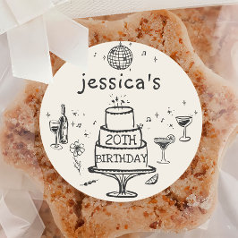 Adesivo Aniversário de Funky Cocktail Desenhado à Mão Capr