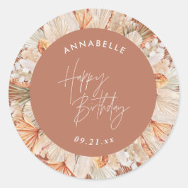 Adesivo aniversário de grama do terracotta bohemian pampas