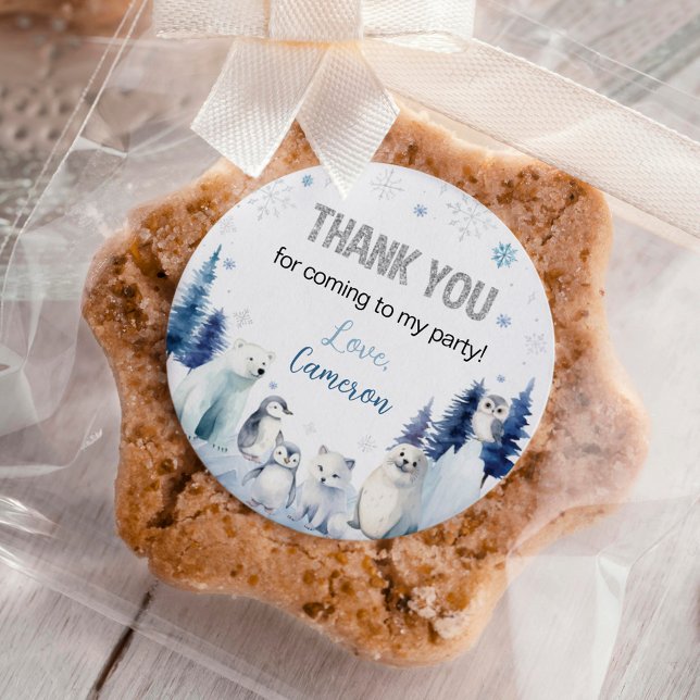 Adesivo Aniversário de inverno de animais árcticos (Criador carregado)