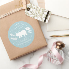 Adesivo Aniversário de inverno do Polar Bear Blue