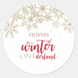 Adesivo Aniversário de Inverno ONEdernald Vermelho e Doura