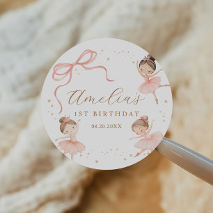 Adesivo Aniversário de Menina Bailarina Coquete Rosa Elega