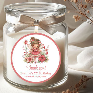 Adesivo Aniversário de Menina Floral Fada Caprichosa Rosa 