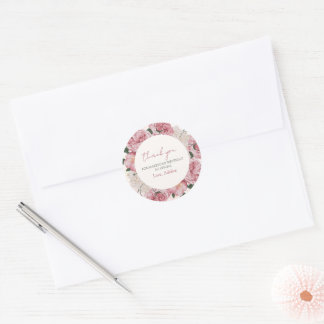 Adesivo Aniversário De Menina Floral Rosa Elegante Obrigad