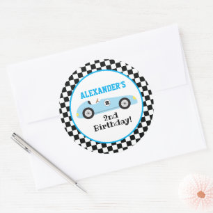 Adesivo Aniversário de Menino de Carro de Corrida Azul Two