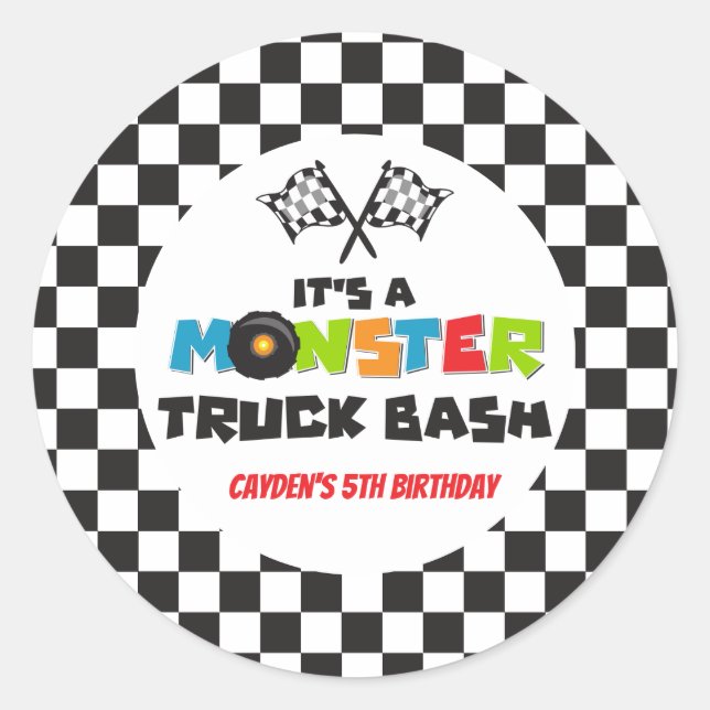 Adesivo Aniversário de monstros de caminhão monstro (Frente)