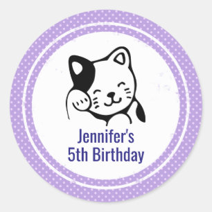 Adesivo Aniversário de ondulação do olá! do gato preto