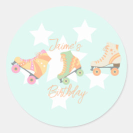 Adesivo Aniversário de Patinação no Gelo Estrelas Pastel