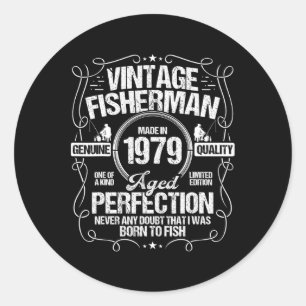 Adesivo Aniversário De Pesca De 1979 Para O Pescador 1979 