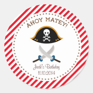 Adesivo Aniversário De Pirata Obrigado A Ficar Vermelho