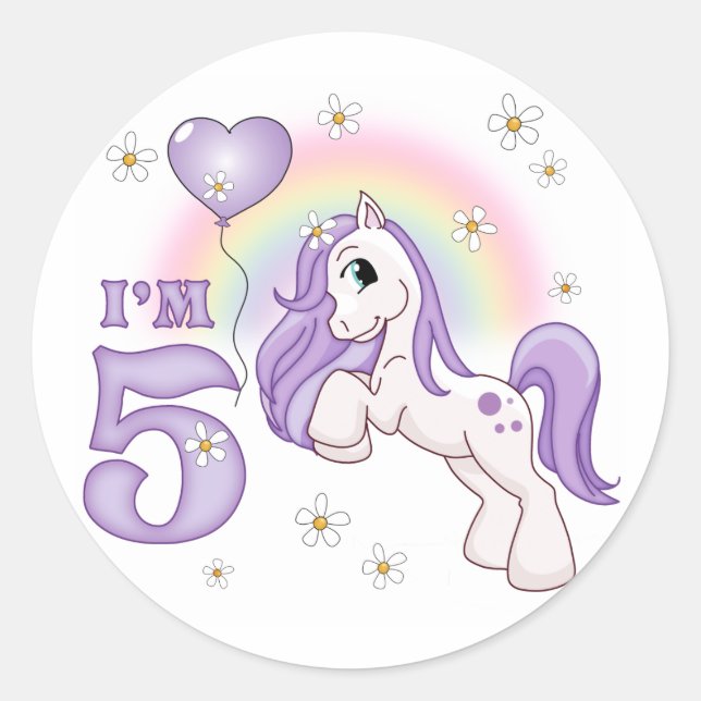 Adesivo Aniversário de Pony 5 Bonito (Frente)