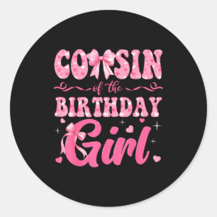 Adesivo Aniversário de Prima Família Rosa Coquette