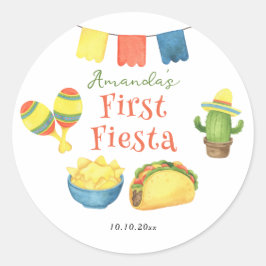 Adesivo Aniversário de Primeiro Ano Fiesta Aquarela