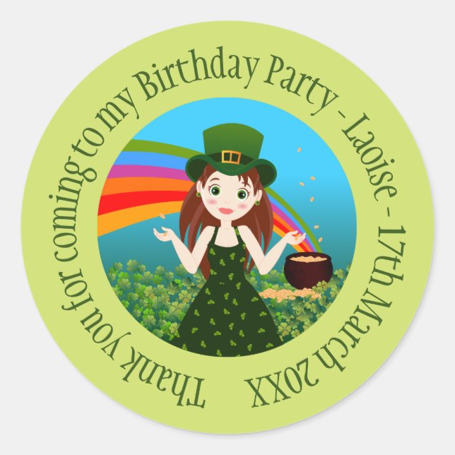 Adesivo Aniversário de Saint Patrick Obrigado (Frente)