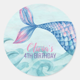 Adesivo Aniversário de sereia em aquarela