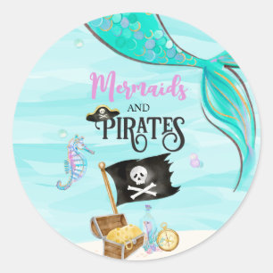 Adesivo Aniversário de Sereias e Piratas