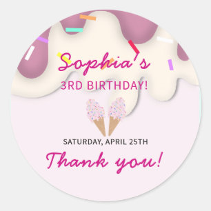 Adesivo Aniversário de Sorvete Doce