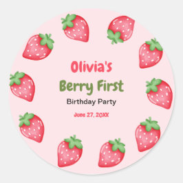Adesivo Aniversário de um ano da Berry Morango Primeiro An