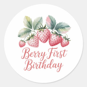 Adesivo Aniversário de um ano da Berry Morango Um Doce Fru