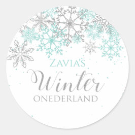Adesivo Aniversário de Um Ano Winter Onederland Azul Turqu