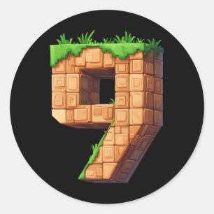 Adesivo Aniversário Divertido de 9 Anos Número 9 Video Gam