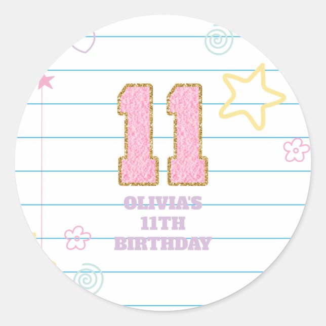 Adesivo Aniversário do 11 do notebook com patch pastel de  (Frente)