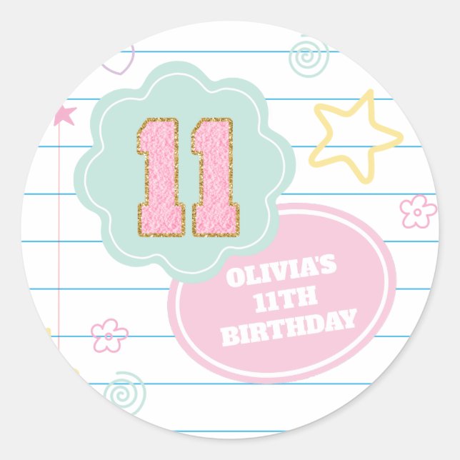 Adesivo Aniversário do 11 do notebook com patch pastel de  (Frente)
