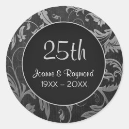 Adesivo Aniversário do 25 do Silver Damask - Personalizar
